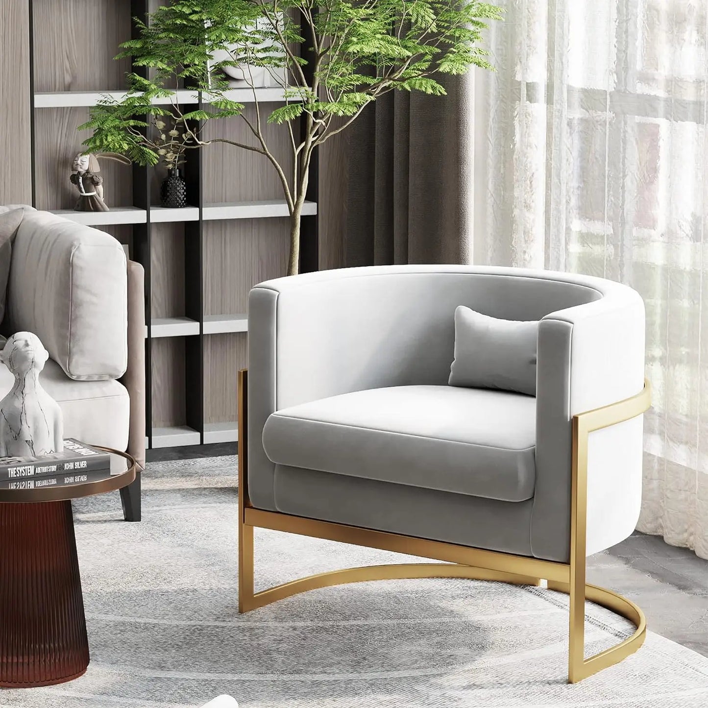 Modern Accent Chair with Gold Frame