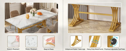 Rectangular Dining Table with Gold Legs