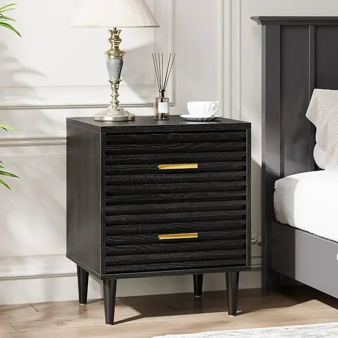 Nightstand Set with Gold Accents