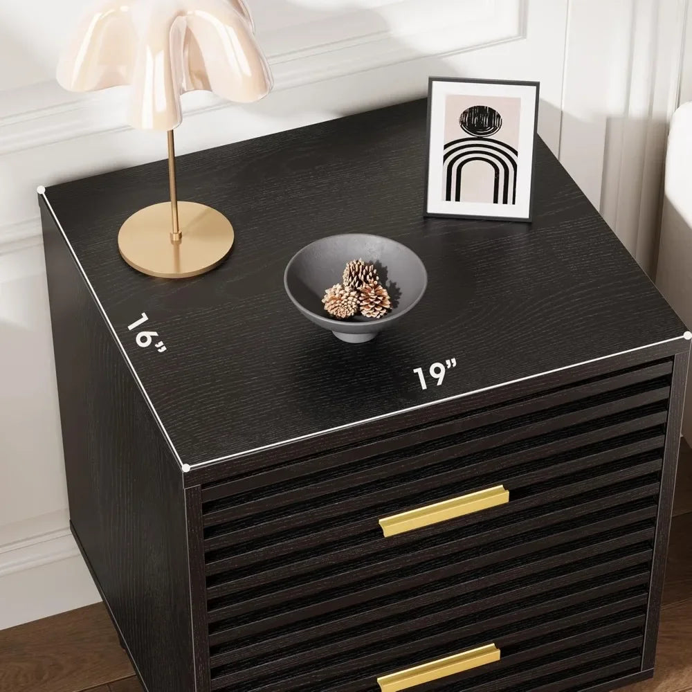 Nightstand Set with Gold Accents