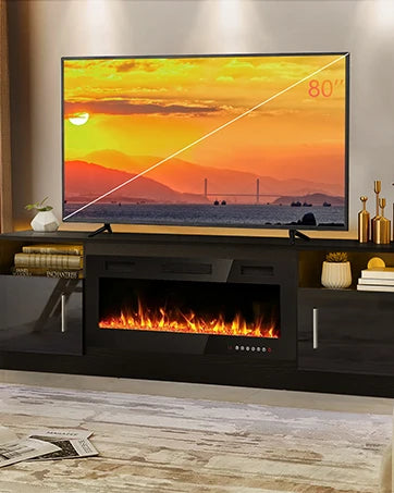 TV Stand with Built-In Fireplace