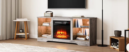 TV Stand with Built-In Fireplace