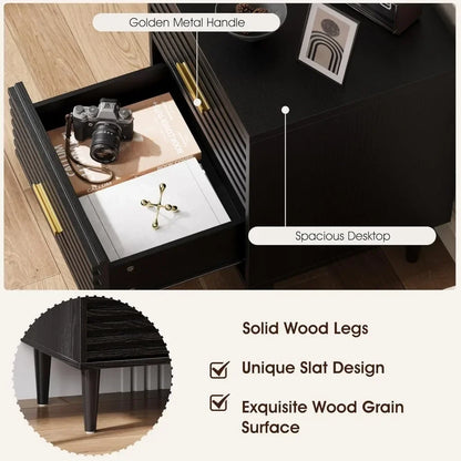 Nightstand Set with Gold Accents