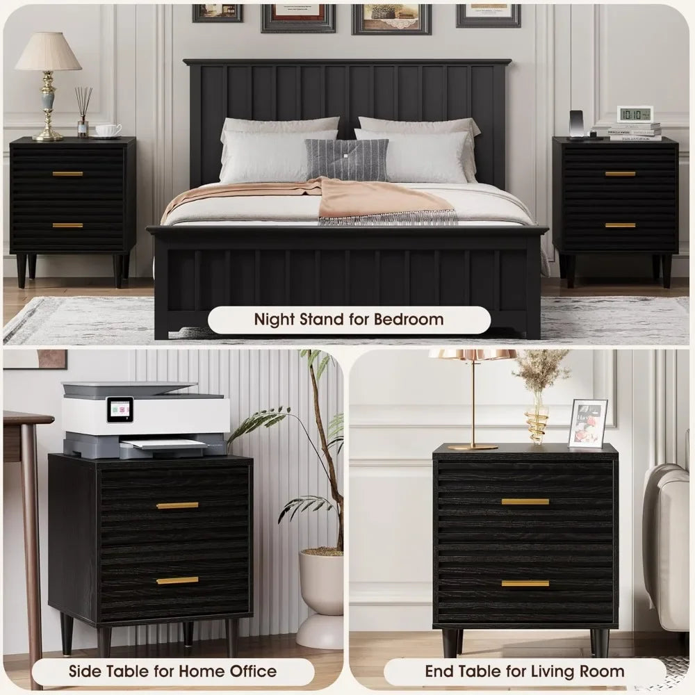 Nightstand Set with Gold Accents