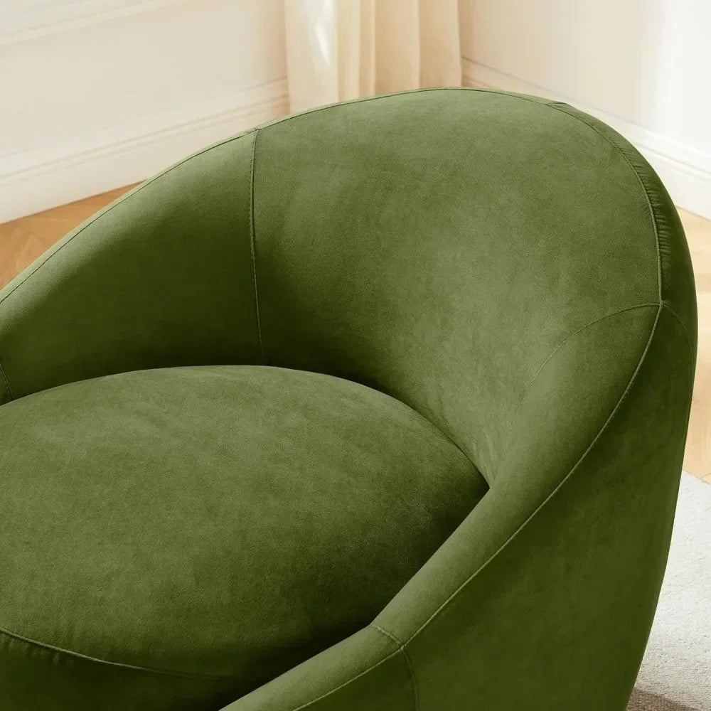 Green Upholstered Swivel Chair for Living Room