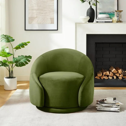 Green Upholstered Swivel Chair for Living Room