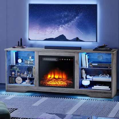 TV Stand with Built-In Fireplace