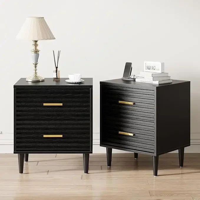 Nightstand Set with Gold Accents