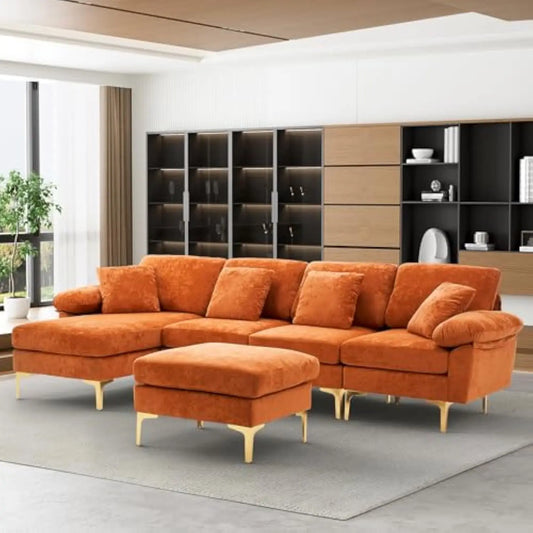 U-Shaped Sectional Sofa with Ottoman