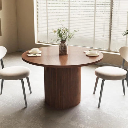 Round Dining Table with Walnut Finish