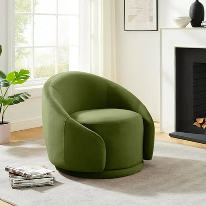 Green Upholstered Swivel Chair for Living Room