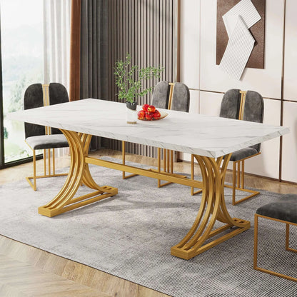 Rectangular Dining Table with Gold Legs