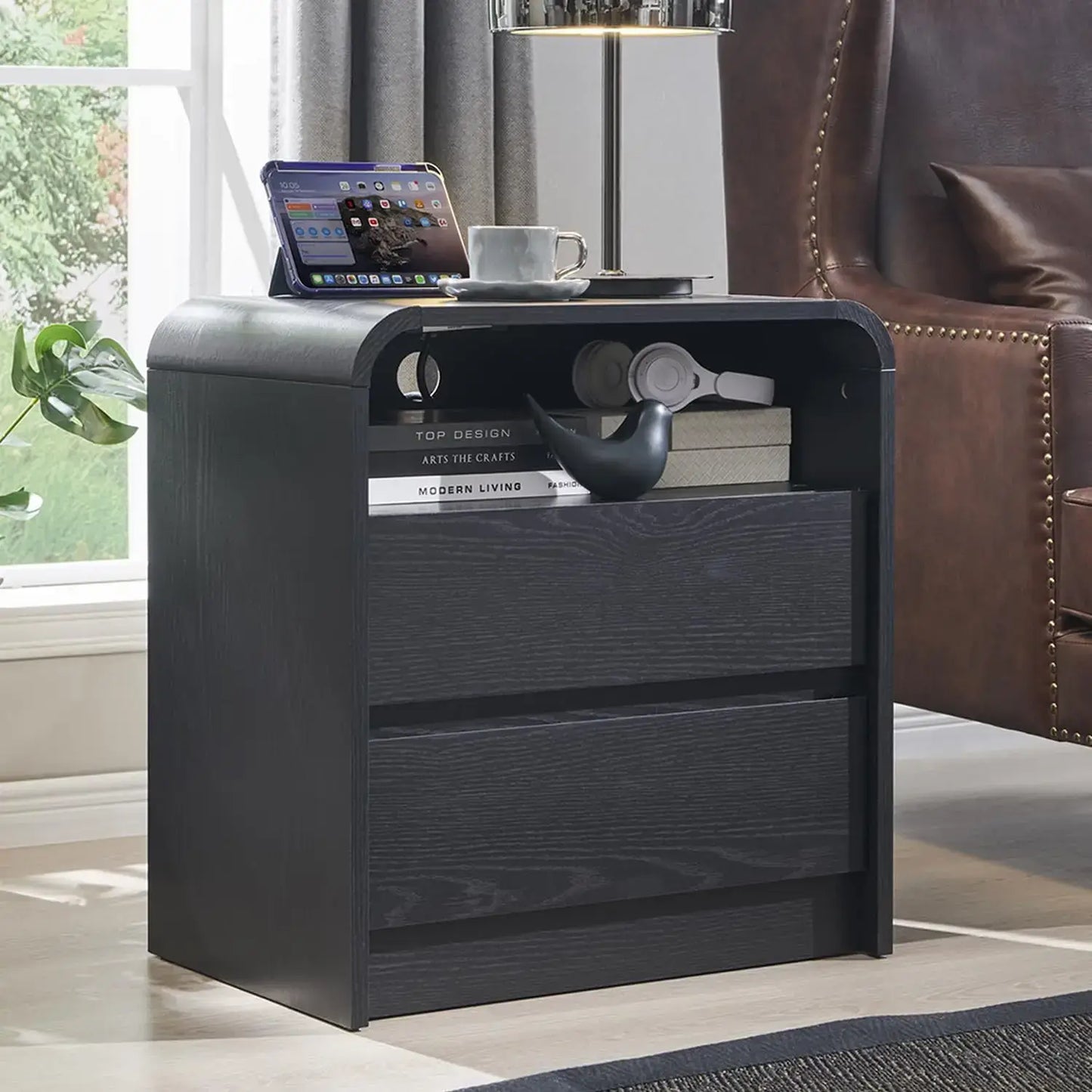 Modern Nightstand with Charging Station