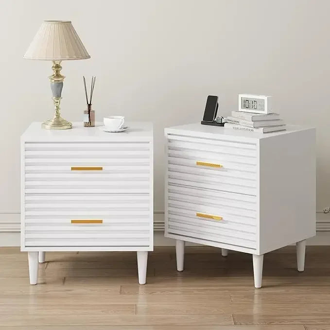 Nightstand Set with Gold Accents