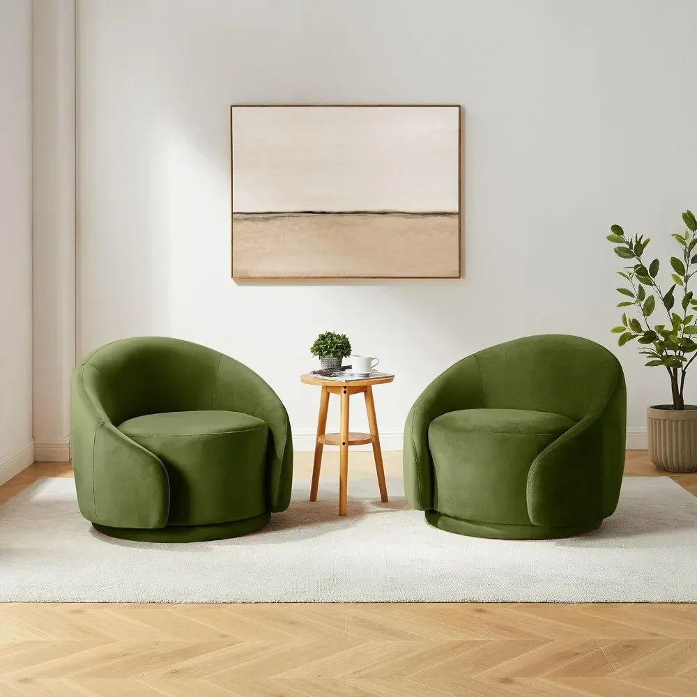 Green Upholstered Swivel Chair for Living Room