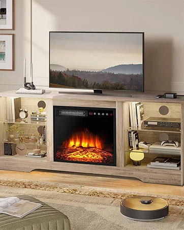 TV Stand with Built-In Fireplace