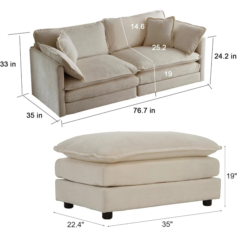 Deep Seat Sectional Sofa with Chaise Lounge