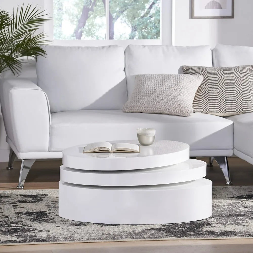 Oval Rotating Coffee Table