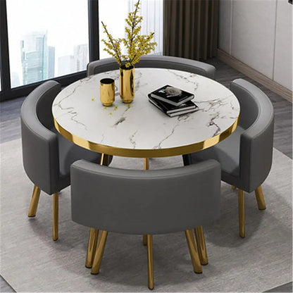 Round Marble Dining Table Set with Chairs