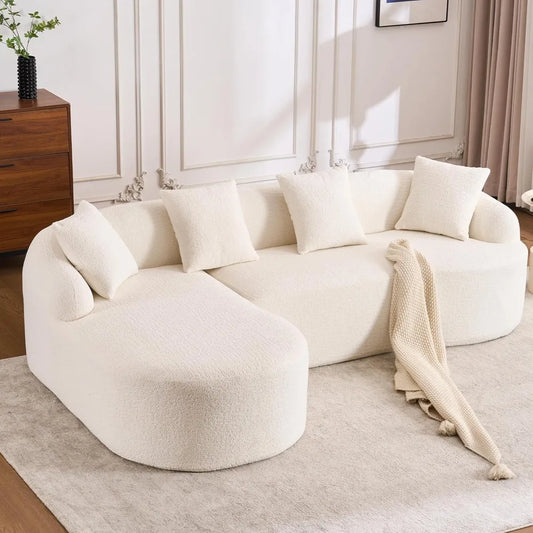 Boucle Sectional Sofa with Chaise Lounge